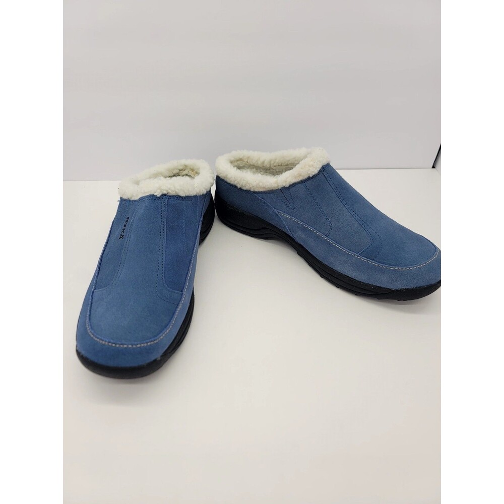 New Ryka Womens Suede Blue Clog Size 11 Slip On Model 402289 Winter Sherpa Lined